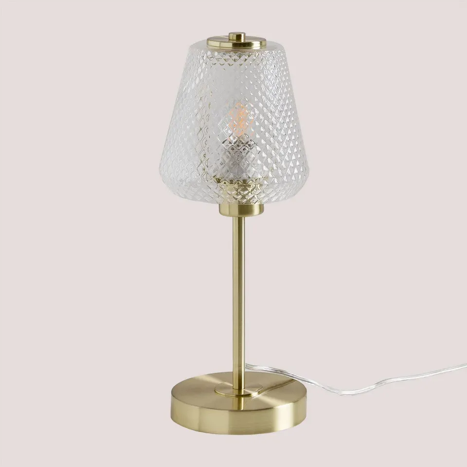 Sklum Taylor lampada da tavolo in ferro e vetro dorata