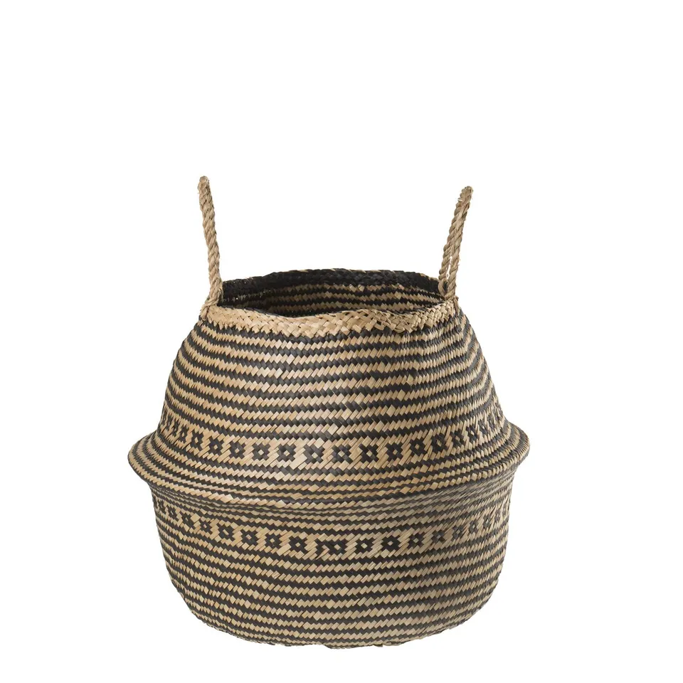 Sklum Kahs Osaic Ø35x32 cm Cesta Nero in Giunco
