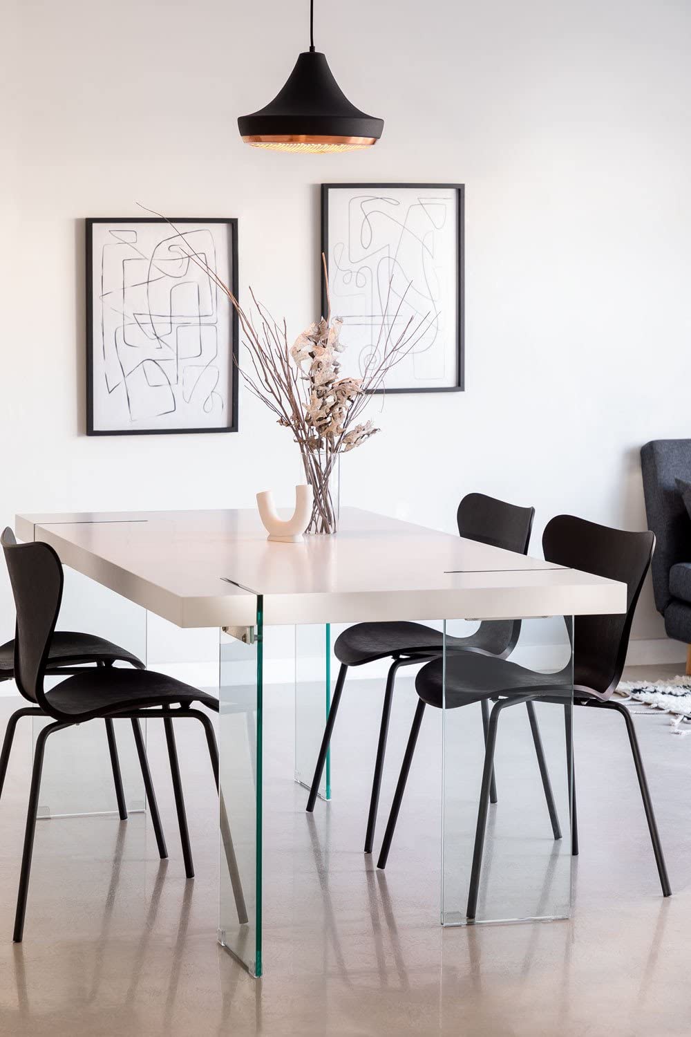 Sklum Kali tavolo da pranzo 190x95 cm gambe in vetro