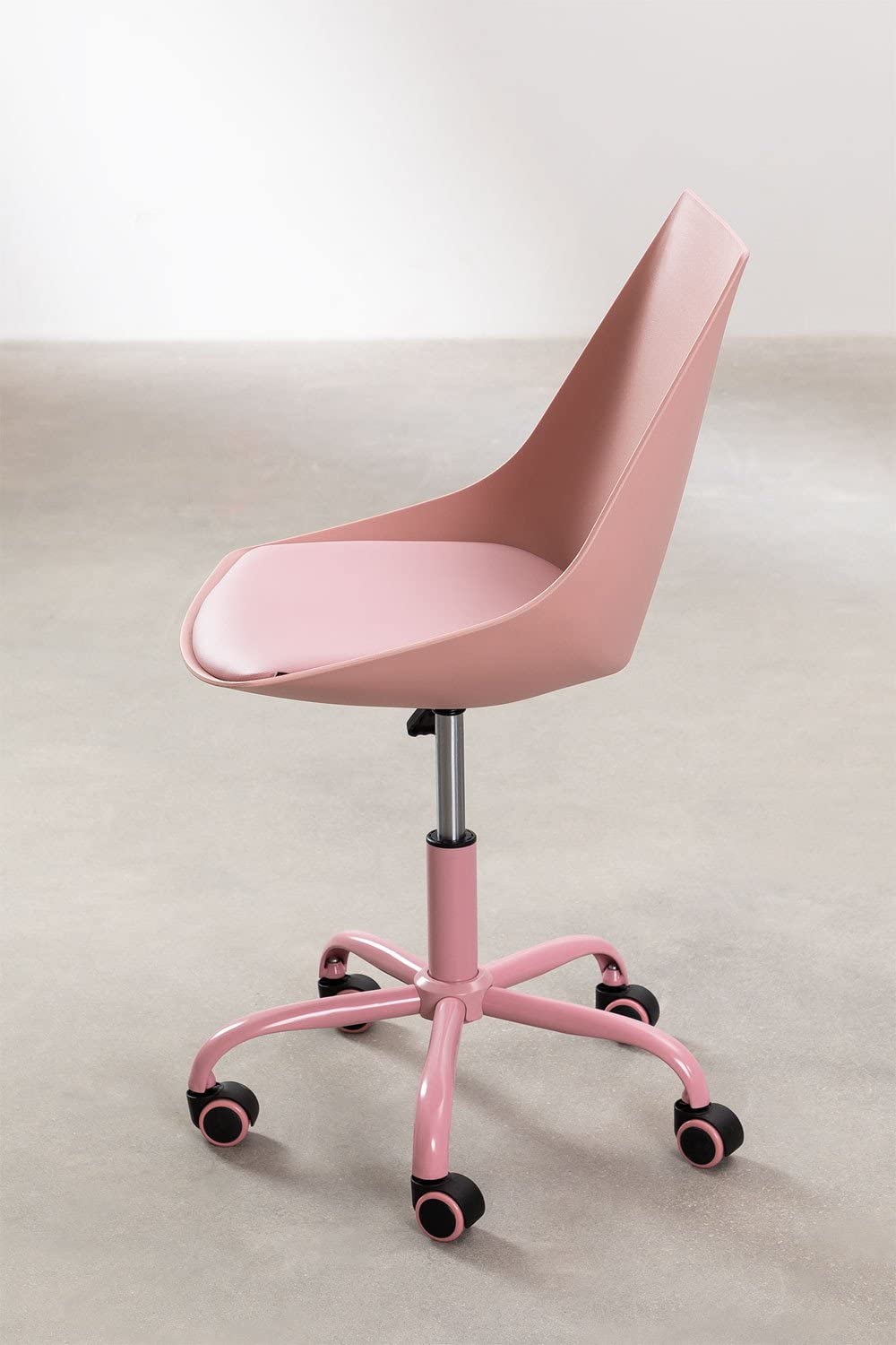 Sklum Adoni sedia da ufficio rosa regolabile con ruote