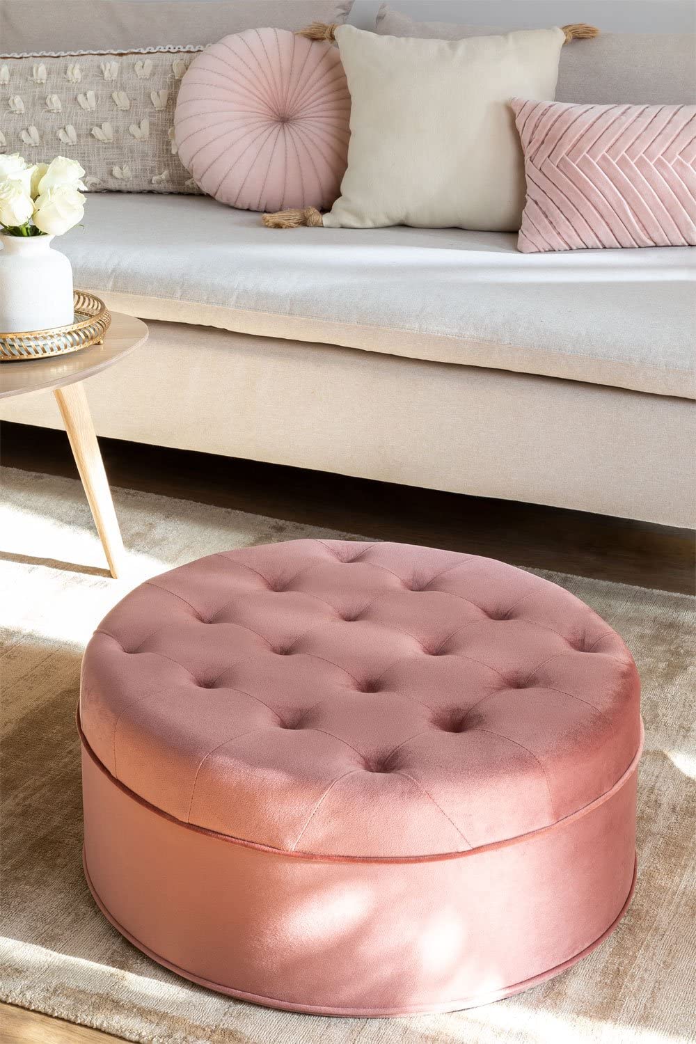 Sklum Tafie pouf tondo velluto D60 cm crema