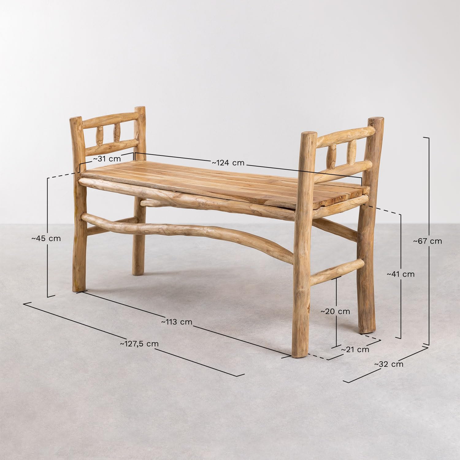 Sklum Narel panchina da giardino legno teak 127 cm