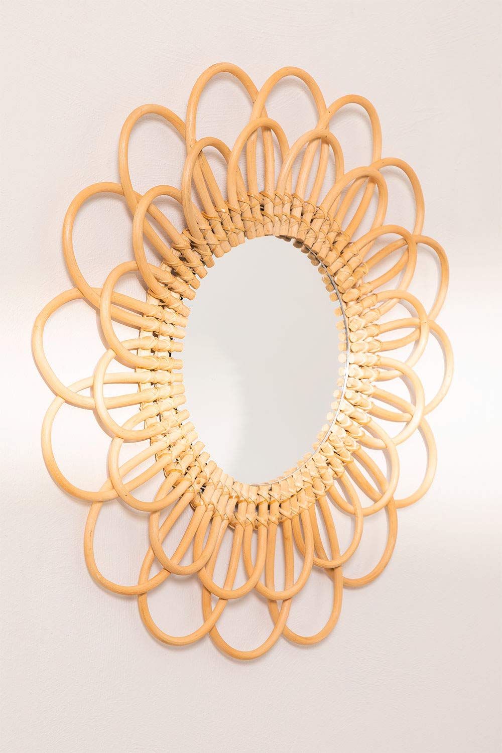 Sklum Krayo Specchio Rotondo in Rattan 60 cm Naturale