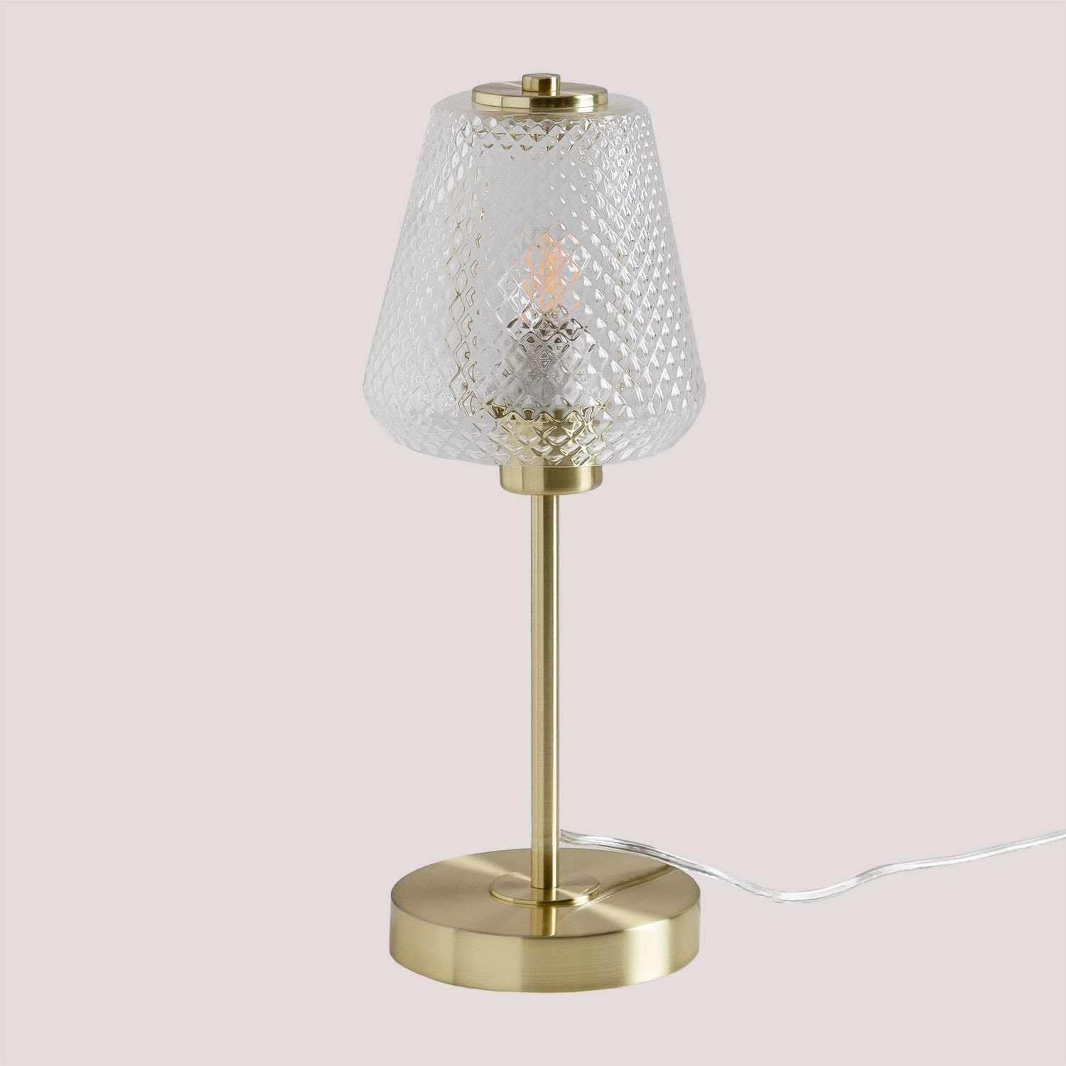 Sklum Taylor lampada da tavolo in ferro e vetro dorata