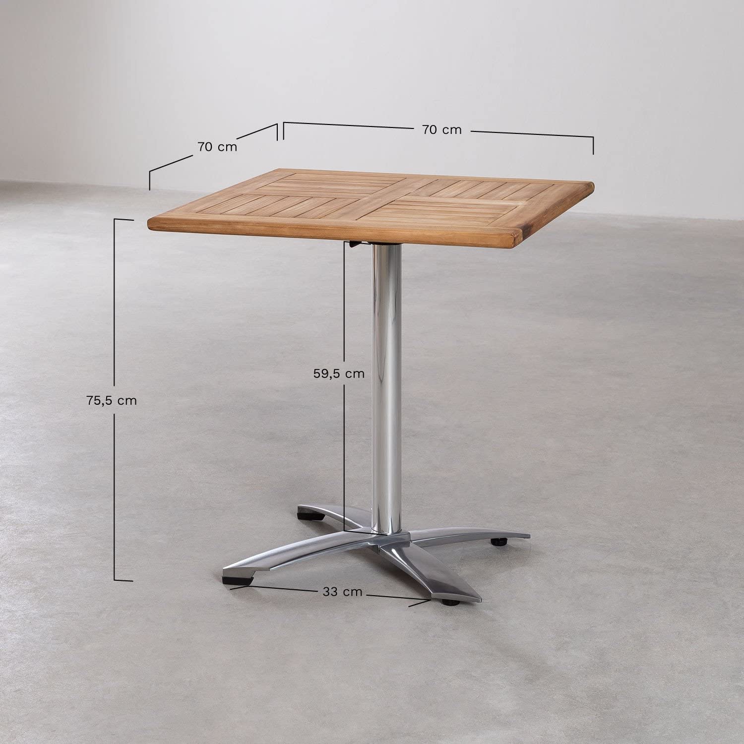 Sklum Bruh tavolo bar quadrato in teak 70x75,5 cm