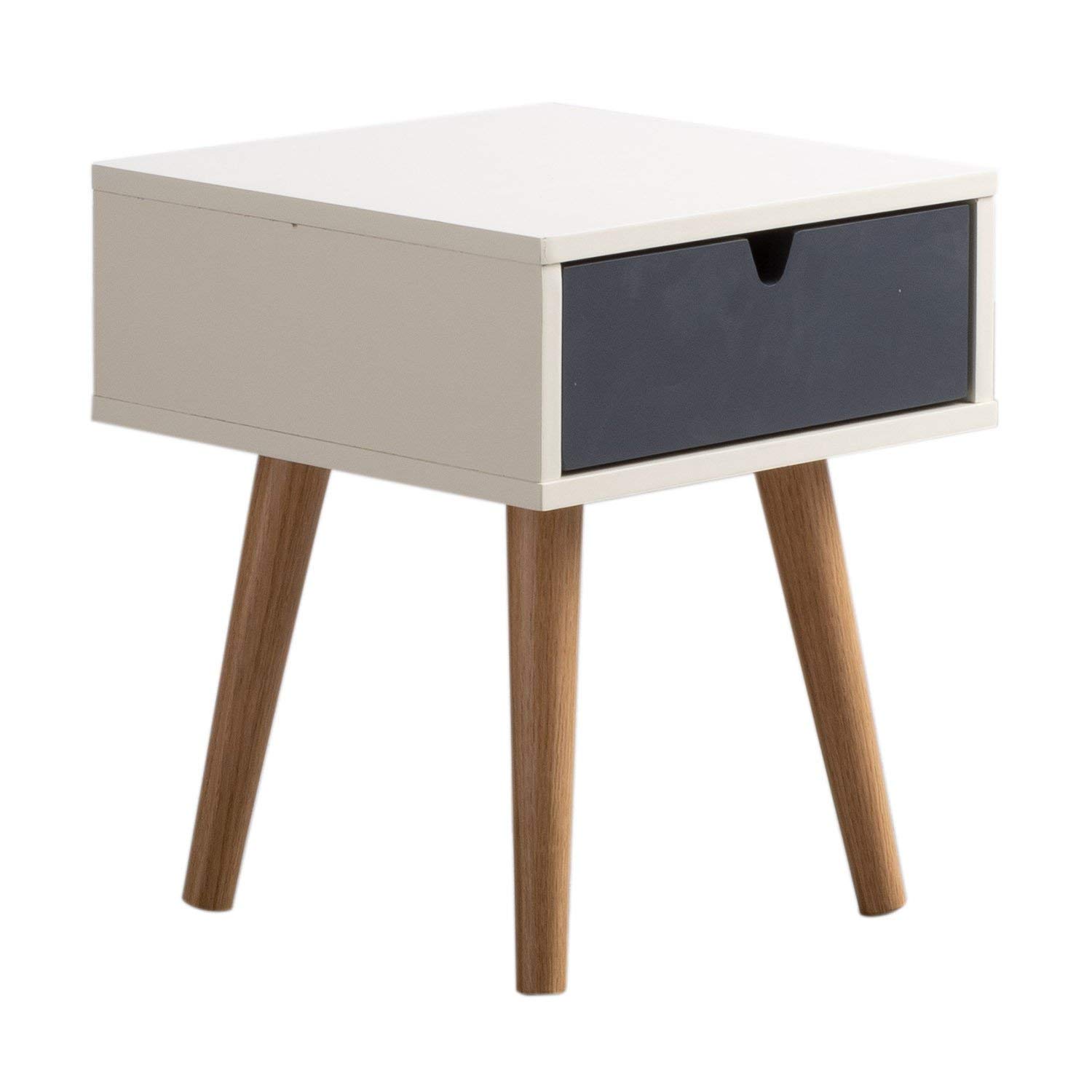 Sklum Abbir comodino bianco in MDF con cassetto