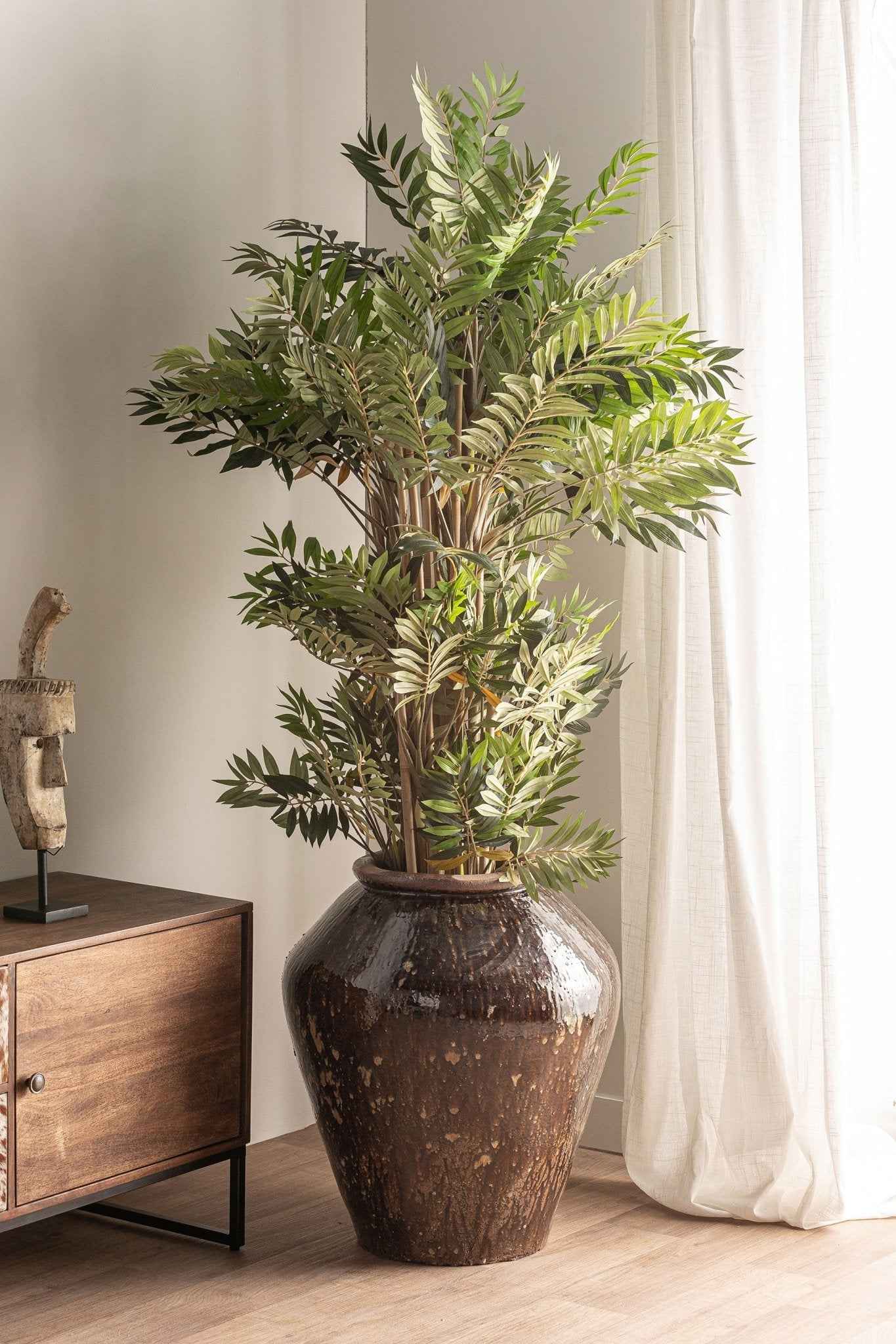 Bambua Lappe vaso in ceramica marrone con coperchio