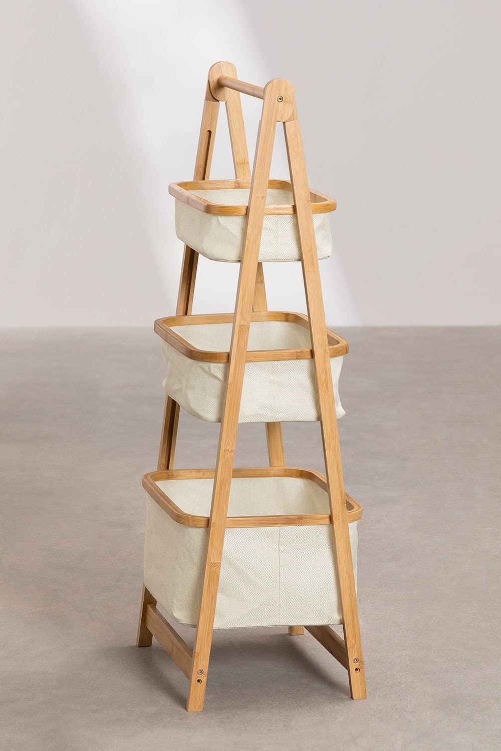 Sklum Yvet scaffale bambù bianco 3 cesti 108 cm