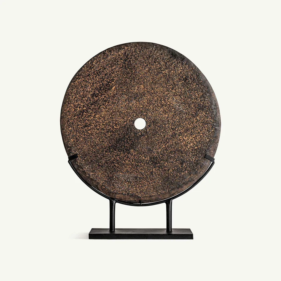 Bambua figura decorativa disco pietra su ferro nero
