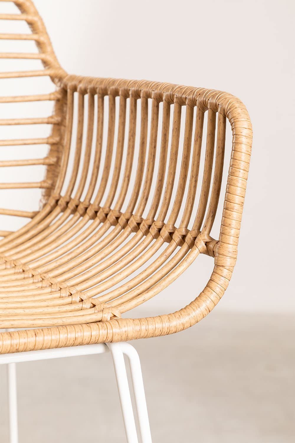 Sklum Eska sgabello alto da giardino bianco 75 cm rattan