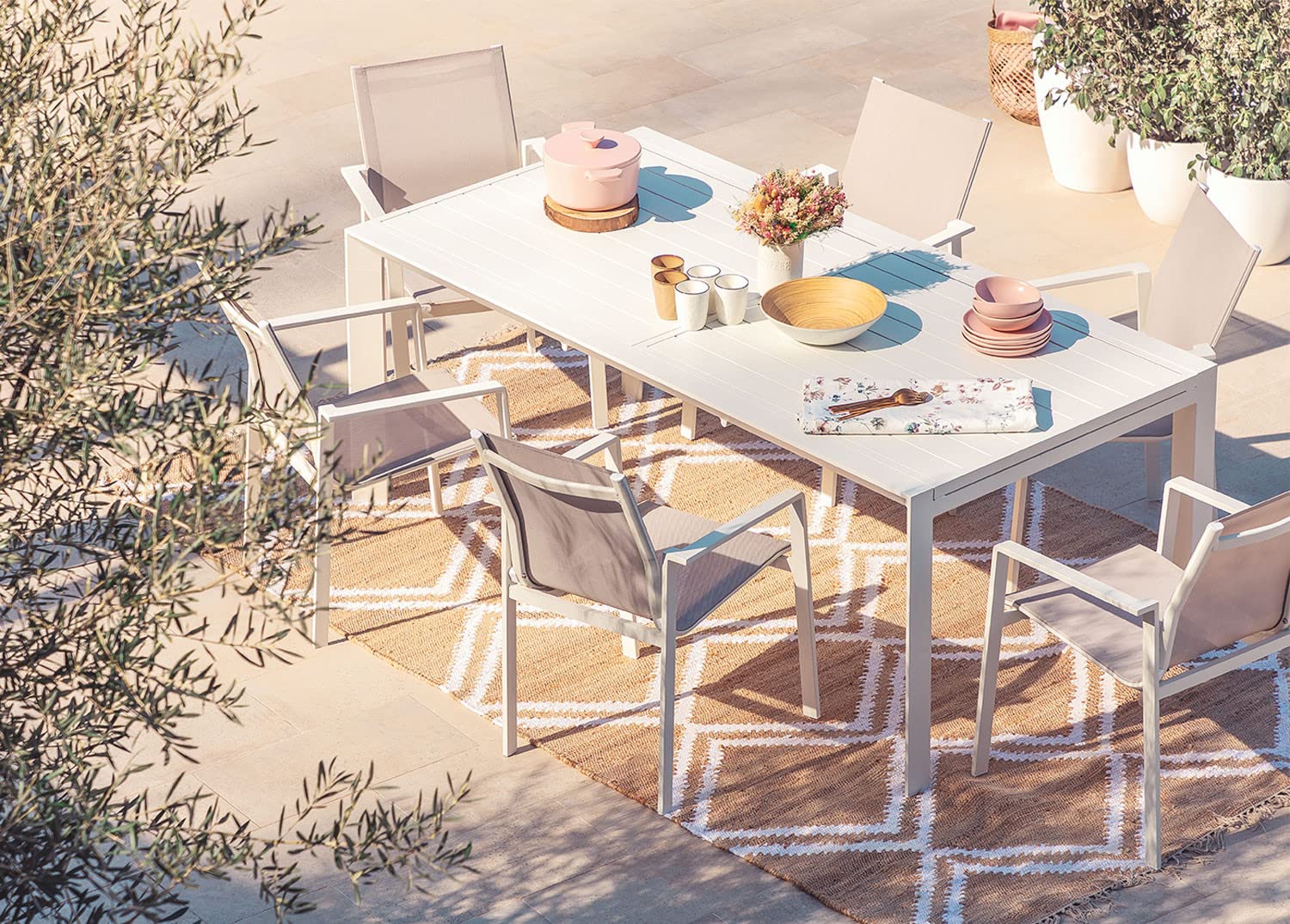 Sklum Starmi Eika Set da Giardino 180-240 cm Bianco