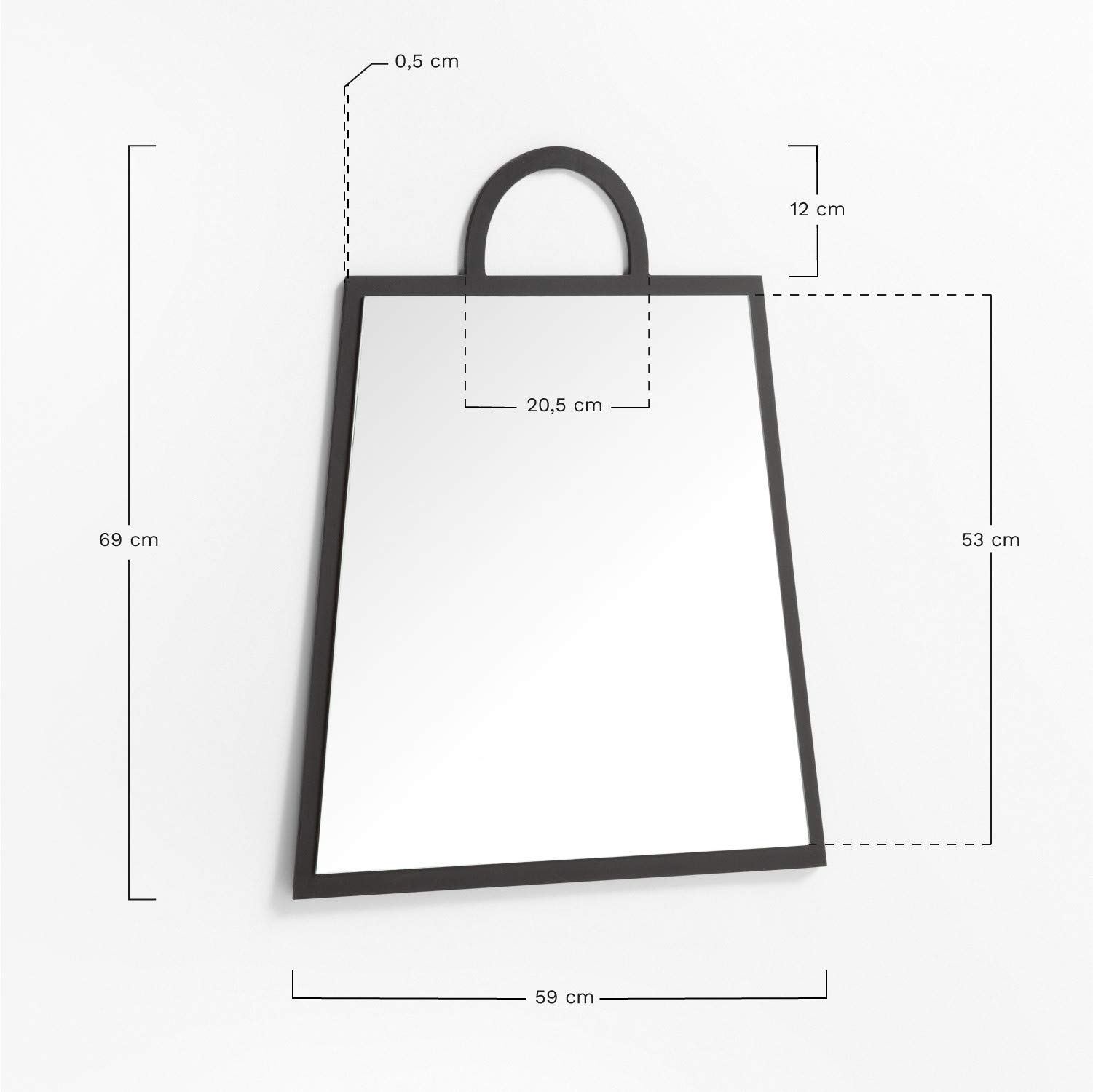 Sklum Calen specchio rettangolare MDF nero 69x59 cm