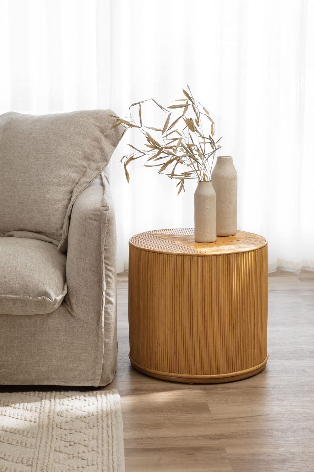 Sklum Balenty Ø50 Tavolino in rattan marrone