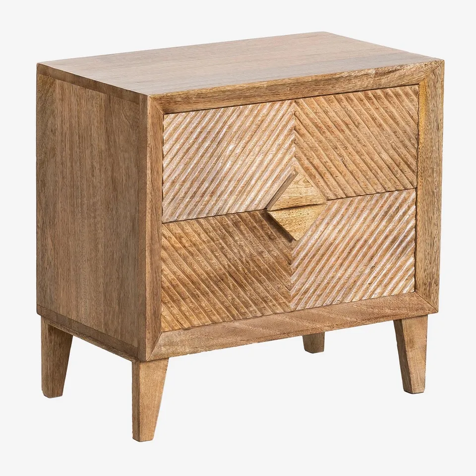 Sklum Dibeny Mango comodino legno 2 cassetti intagliato