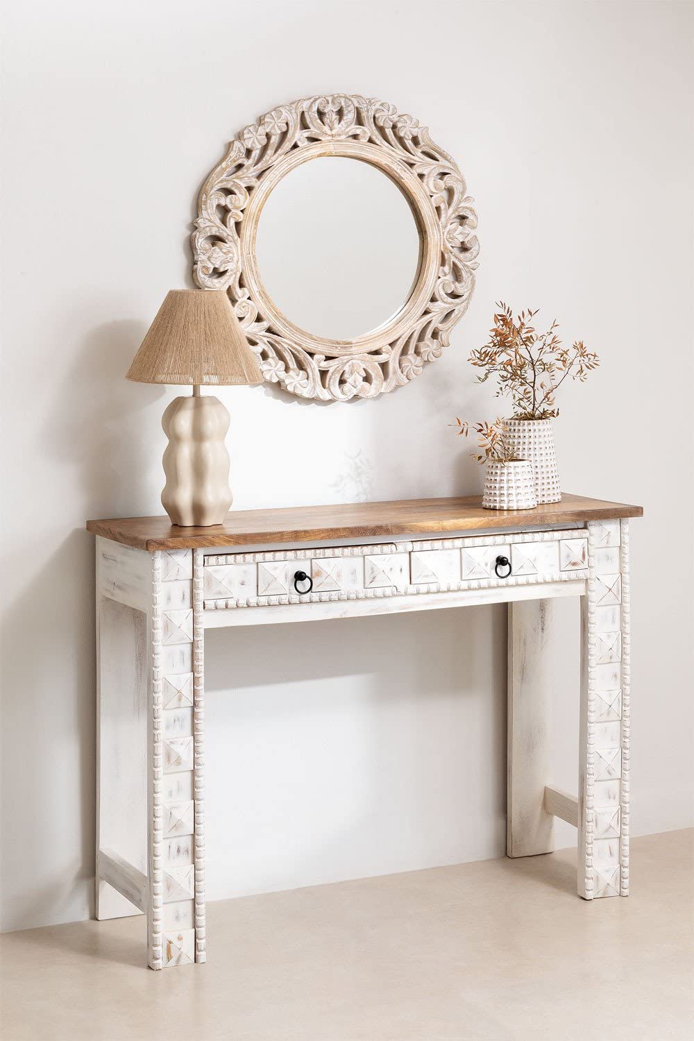 Sklum Kanat mobile ingresso legno mango bianco 120 cm
