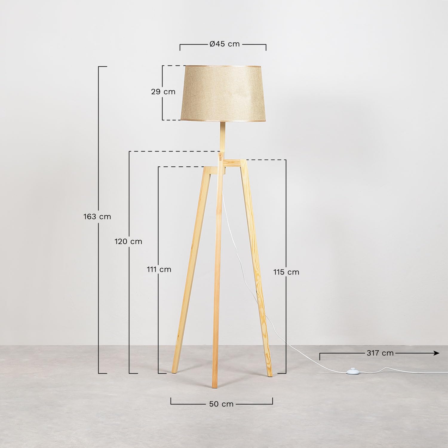 Sklum Sulaw lampada da terra tessuto 163 cm