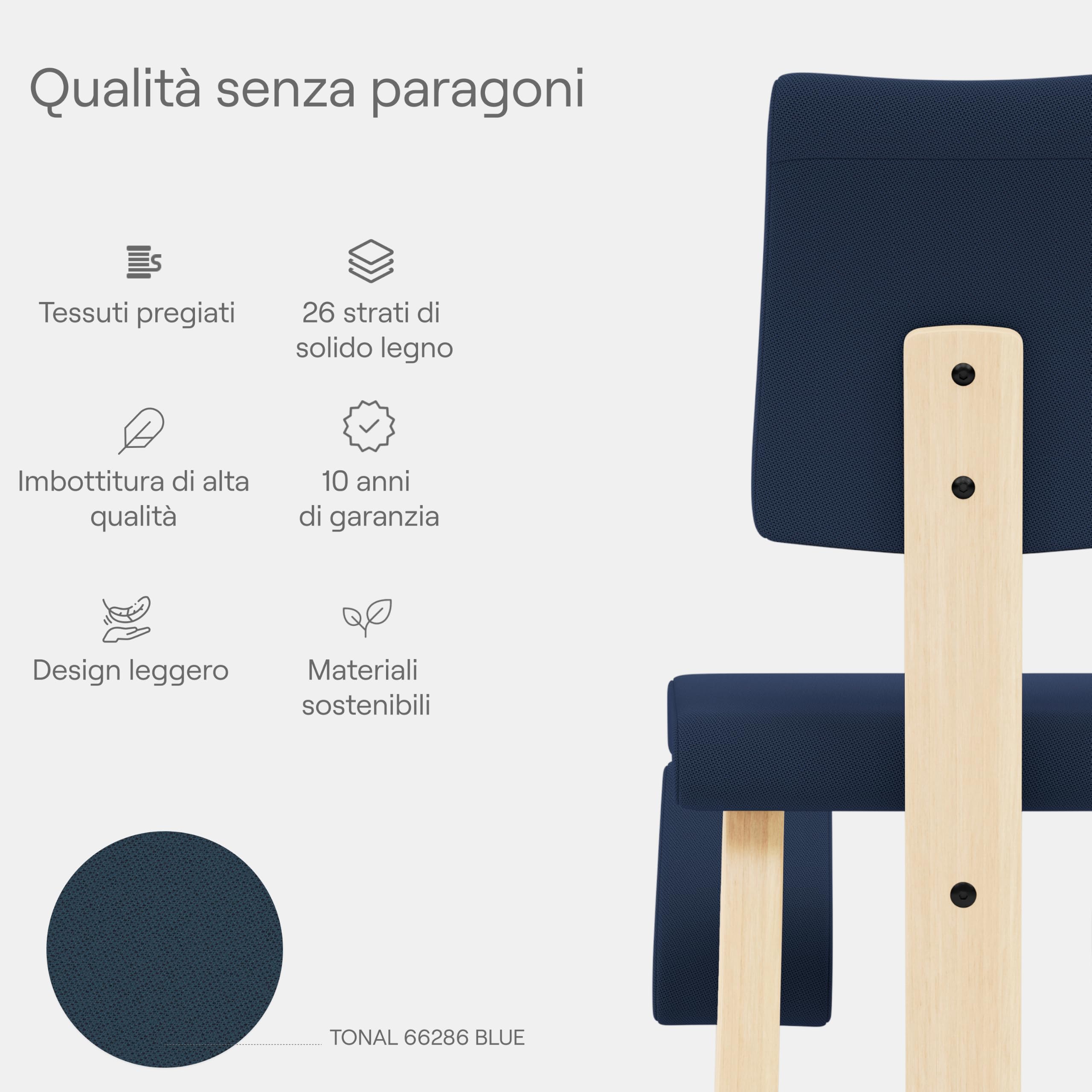 Varier Variable Plus sedia con schienale naturale blu