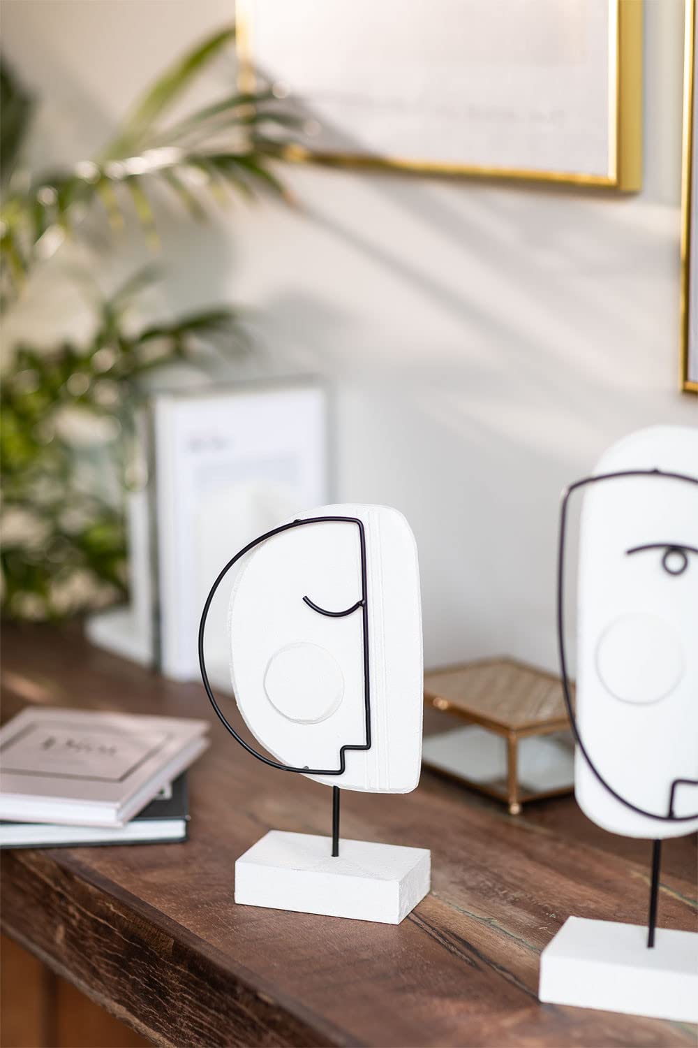 Sklum Adara Figura Decorativa Bianco Nero MDF Viso