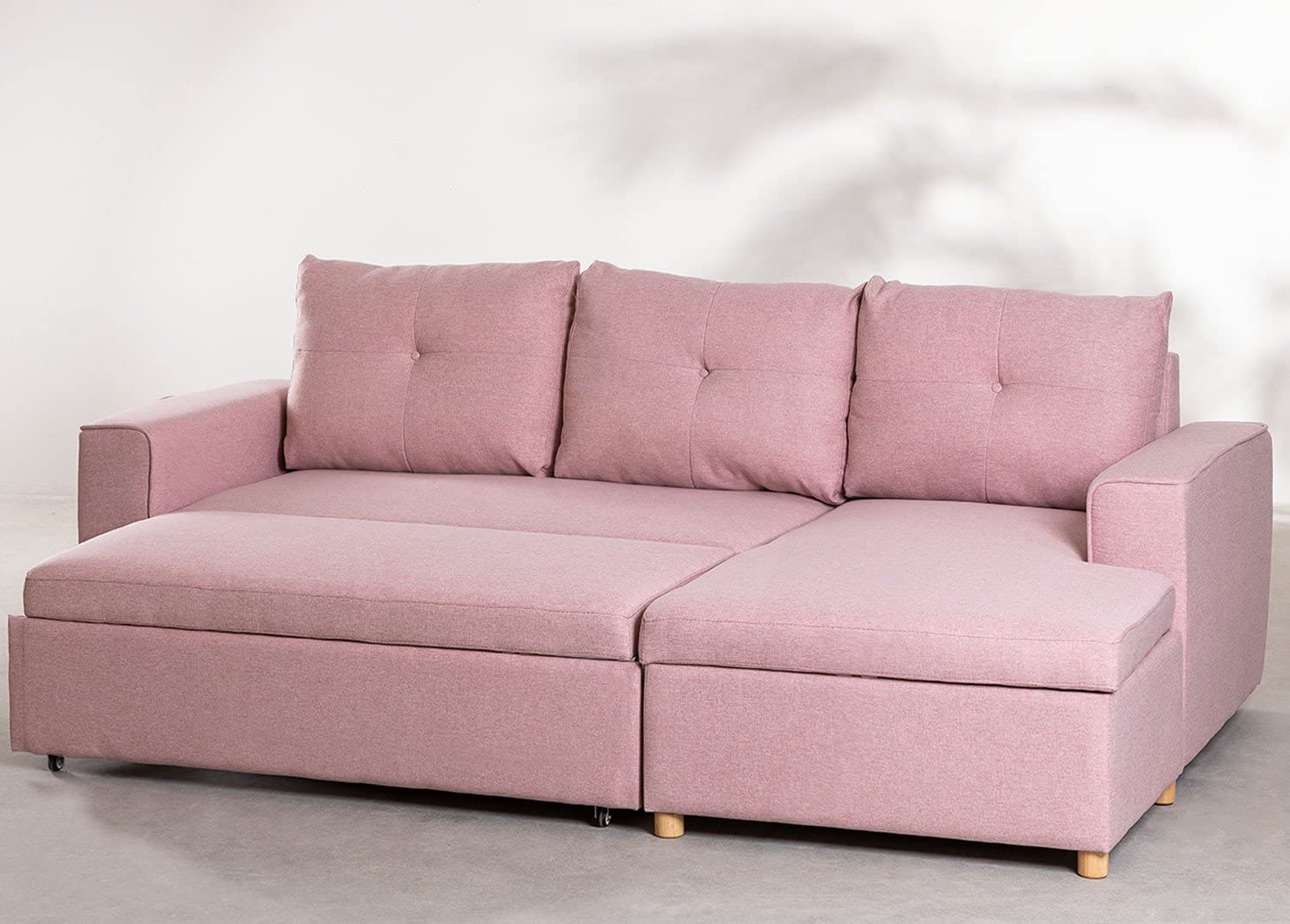 Sklum Calvin Divano Letto Chaise Longue 3 Posti Rosa