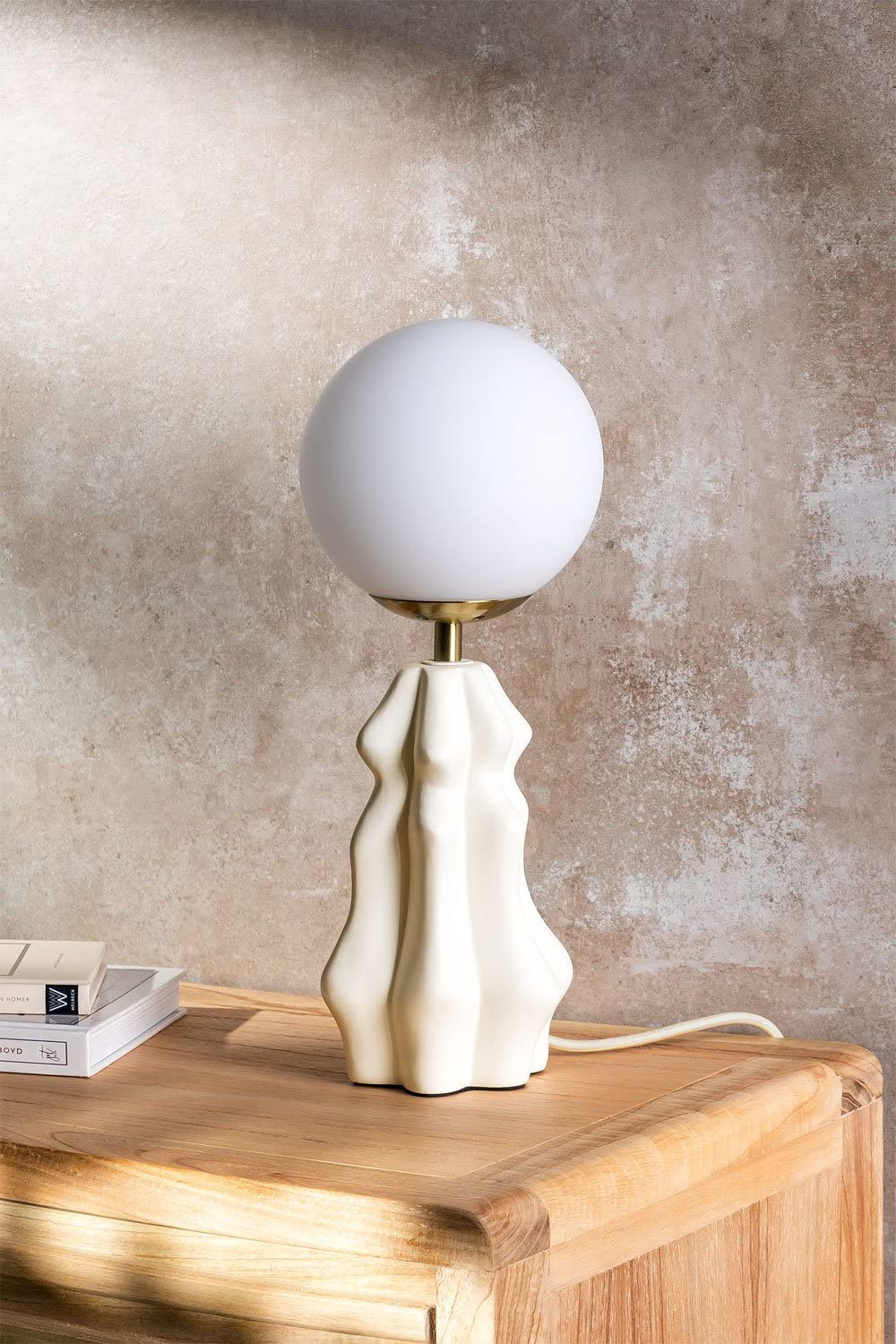 Sklum Makalu lampada da tavolo ceramica sfera vetro