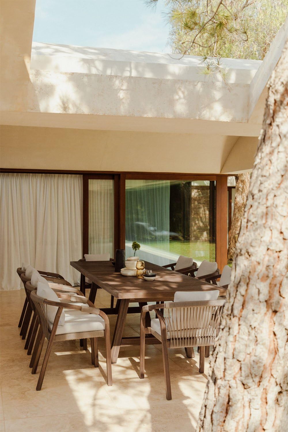 Sklum Dubai 200-300x100 set tavolo sedie giardino 10 sedie acacia