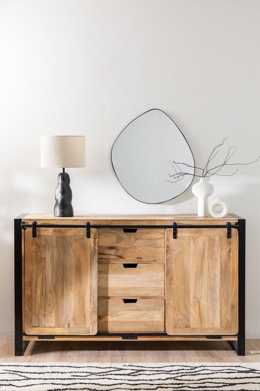 Sklum Kiefer Style cassettiera legno 150 cm Black Natural