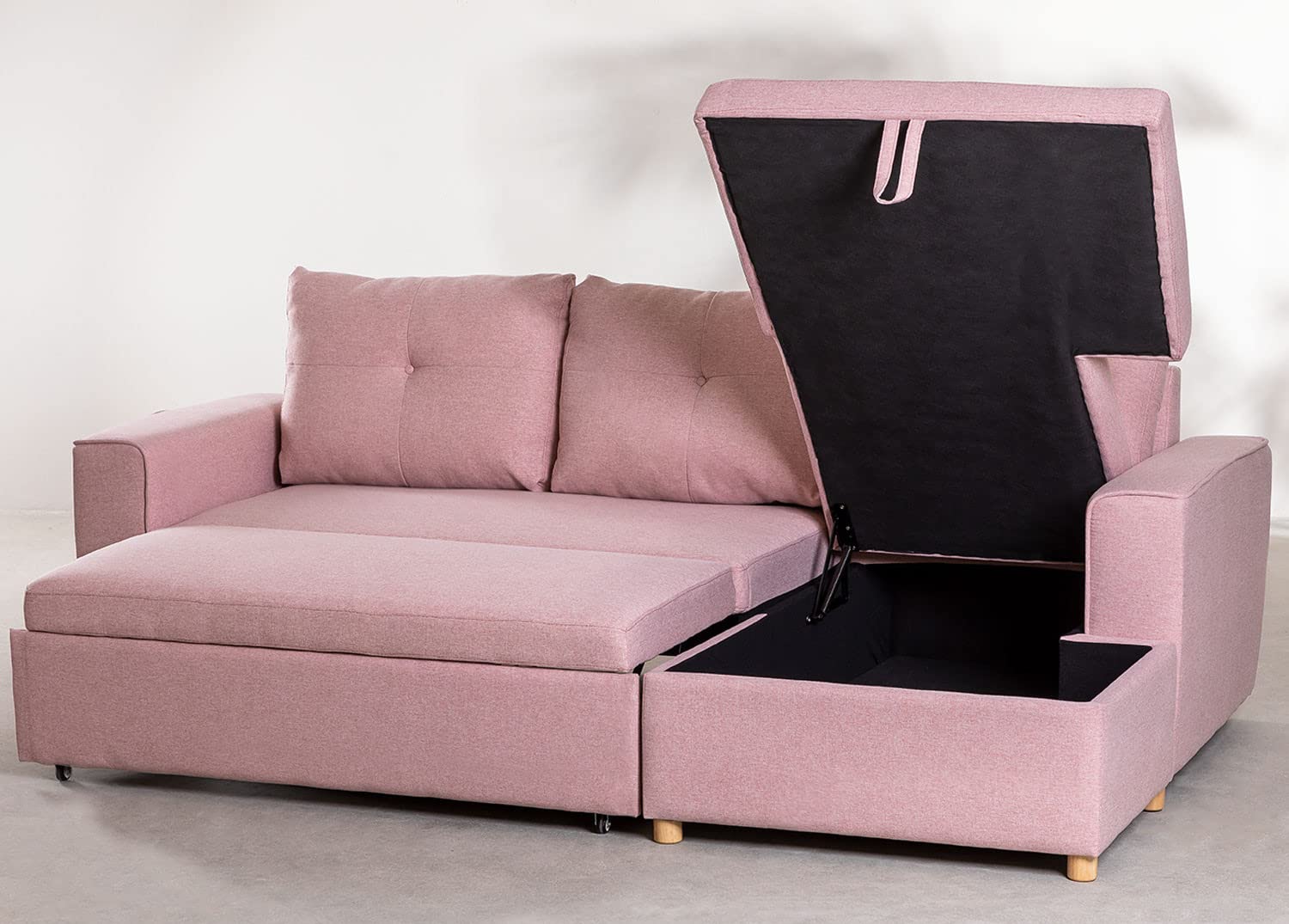 Sklum Calvin Divano Letto Chaise Longue 3 Posti Rosa
