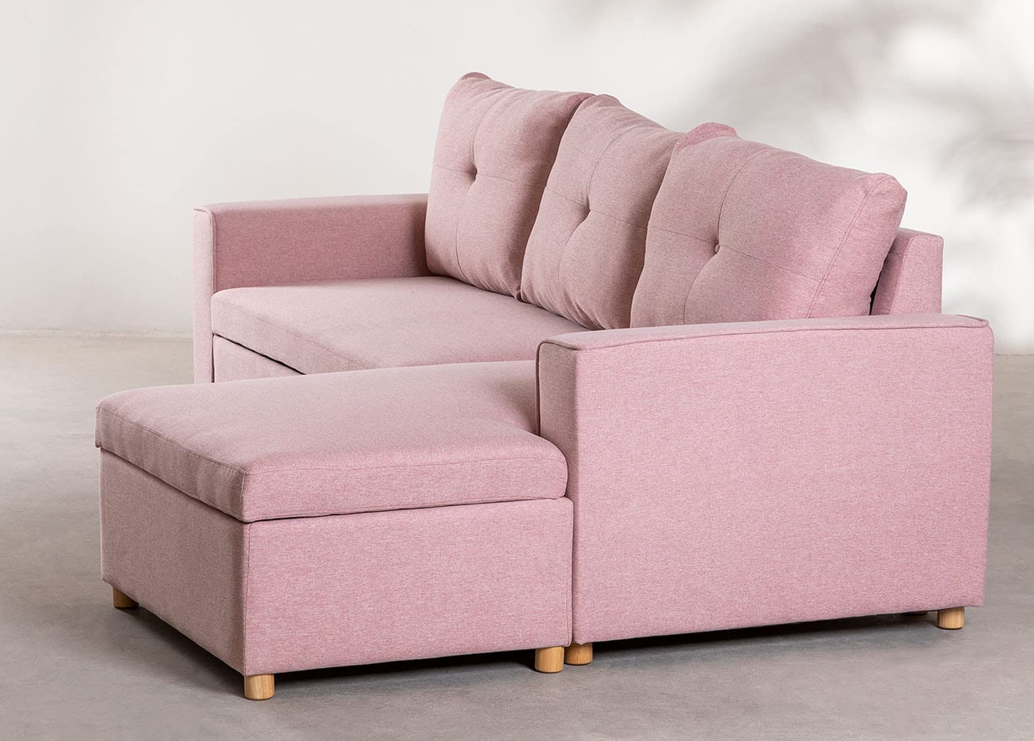 Sklum Calvin Divano Letto Chaise Longue 3 Posti Rosa