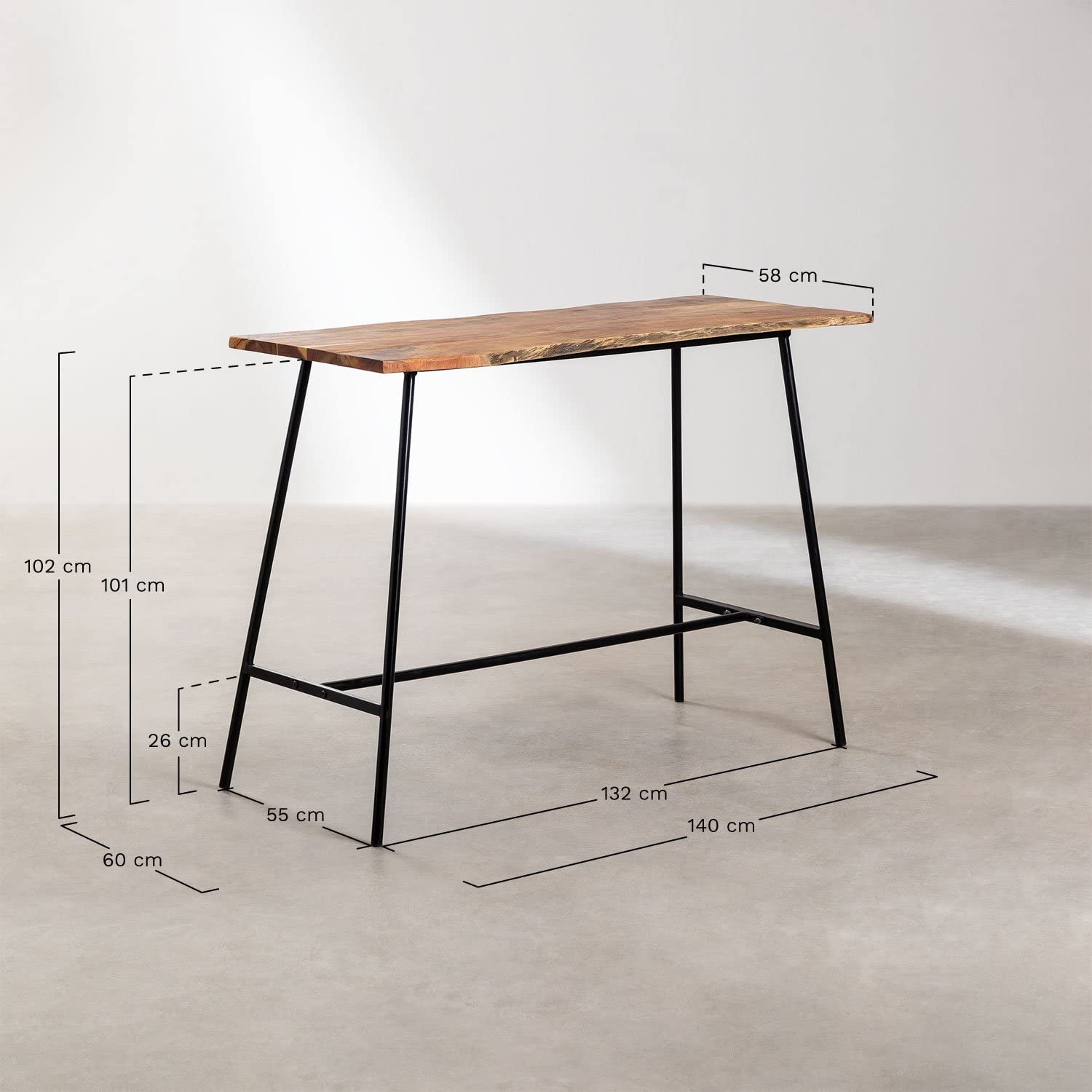 Sklum Nylta tavolo alto bar 140x60 cm legno riciclato