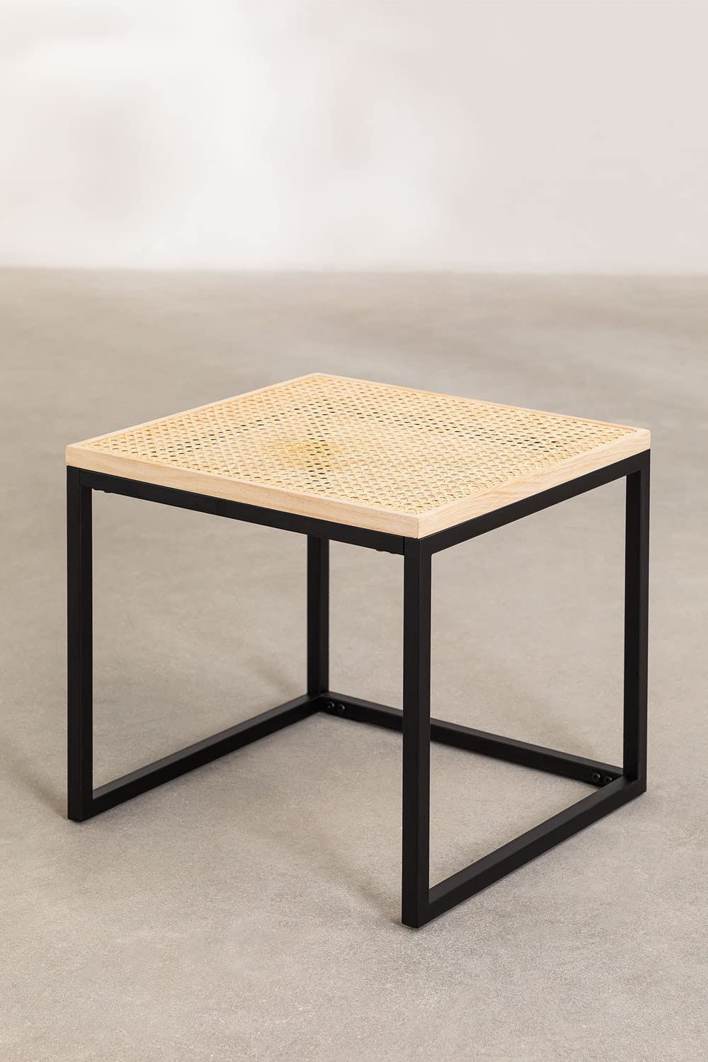 Sklum Daek tavolino rattan e ferro nero 45 cm