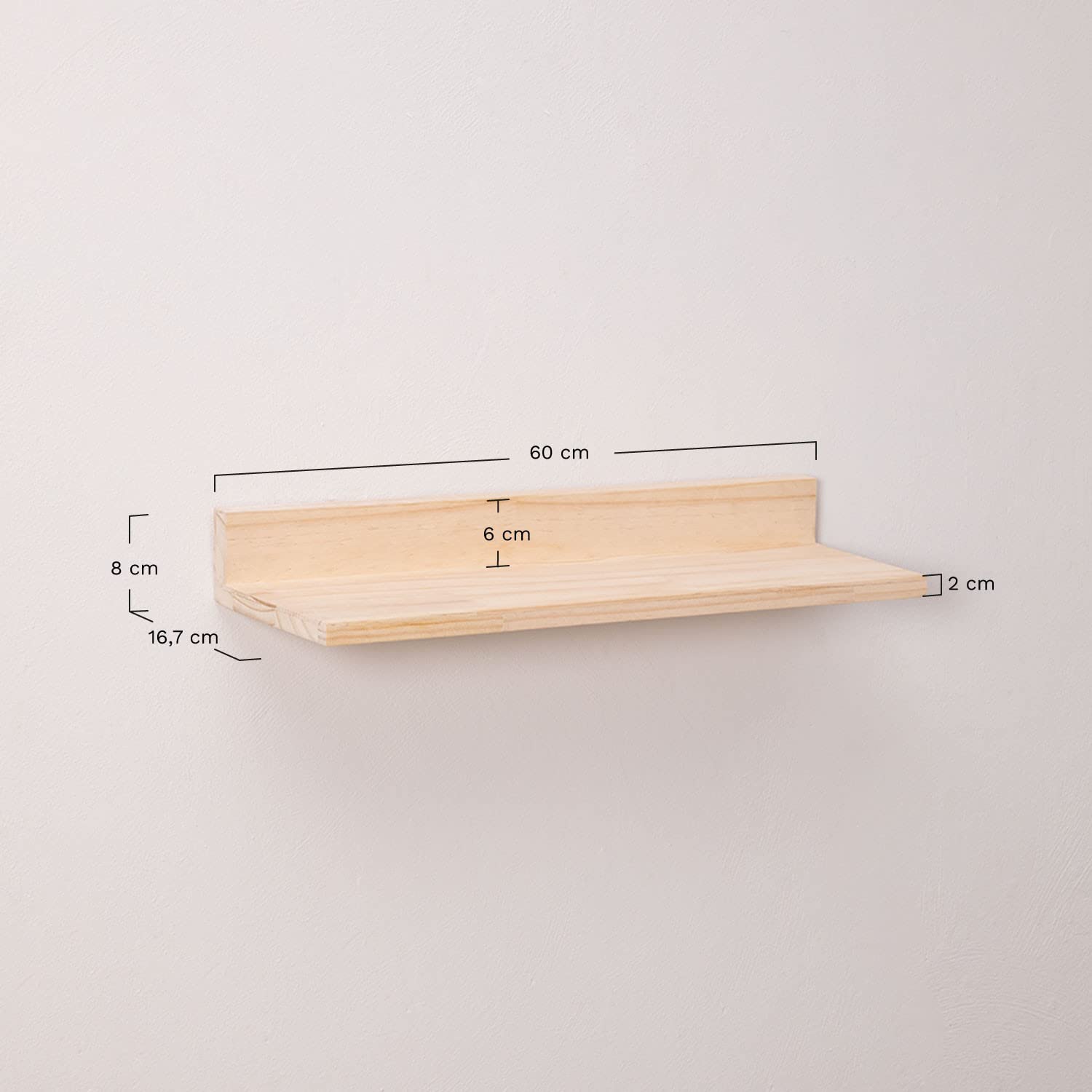 Sklum Tydor set 2 mensole parete pino 80 cm