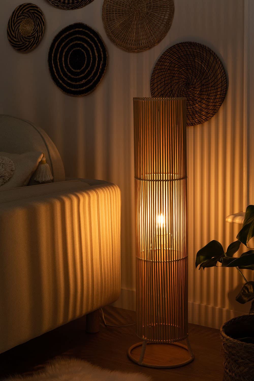Sklum Nuwas lampada da terra in rattan 99,5 cm