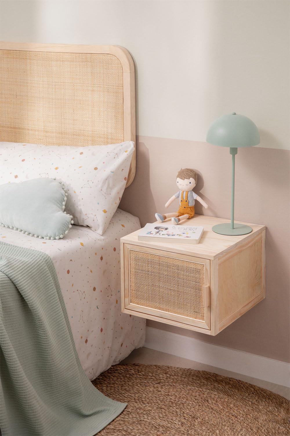 Sklum Reyna comodino sospeso rattan marrone