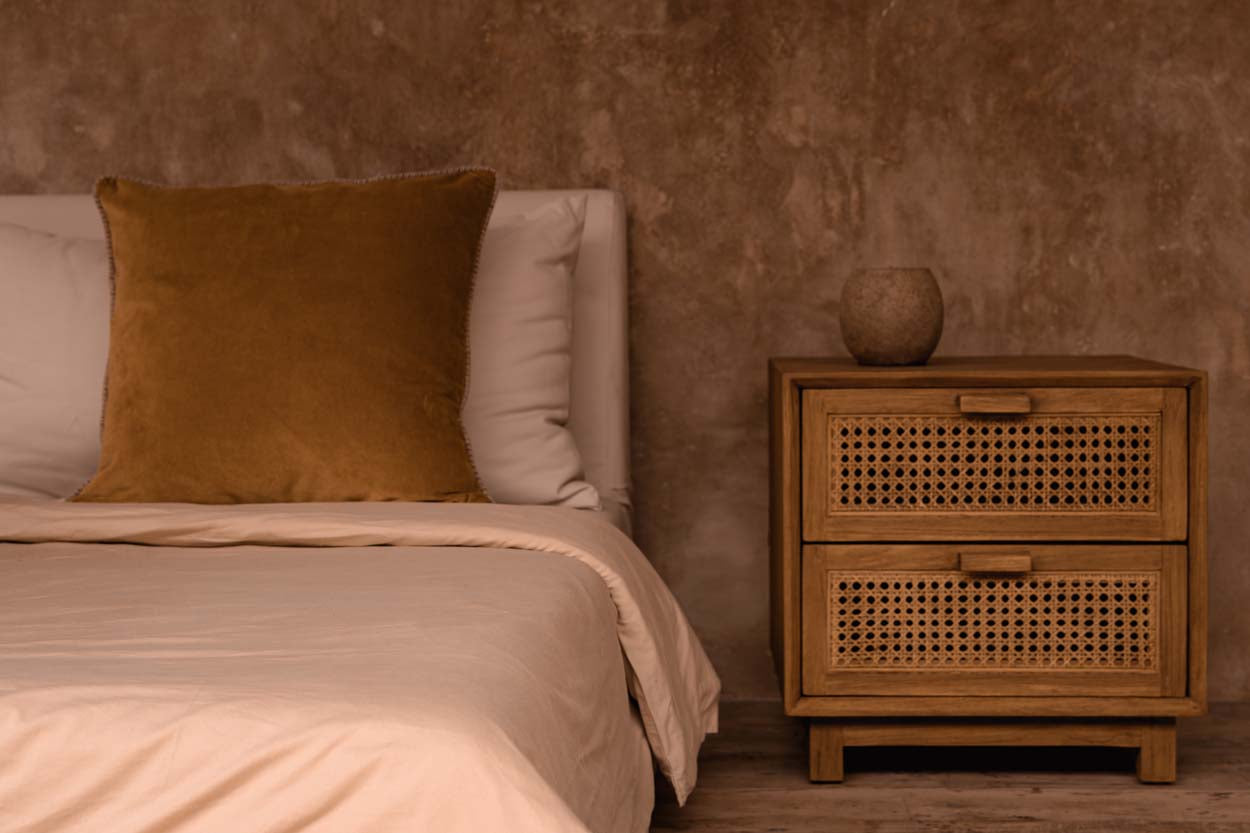 Bambua Harmony comodino naturale teak e rattan