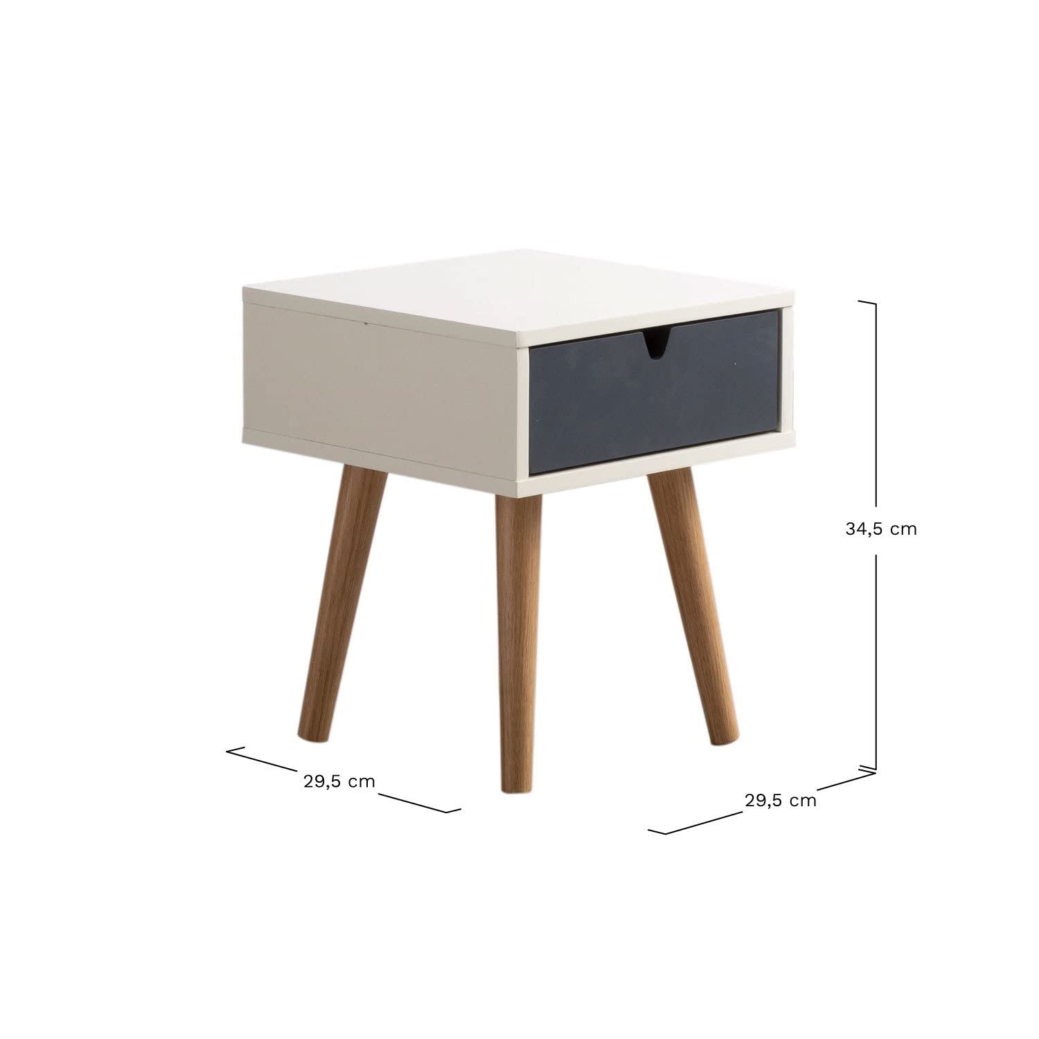 Sklum Abbir comodino bianco in MDF con cassetto