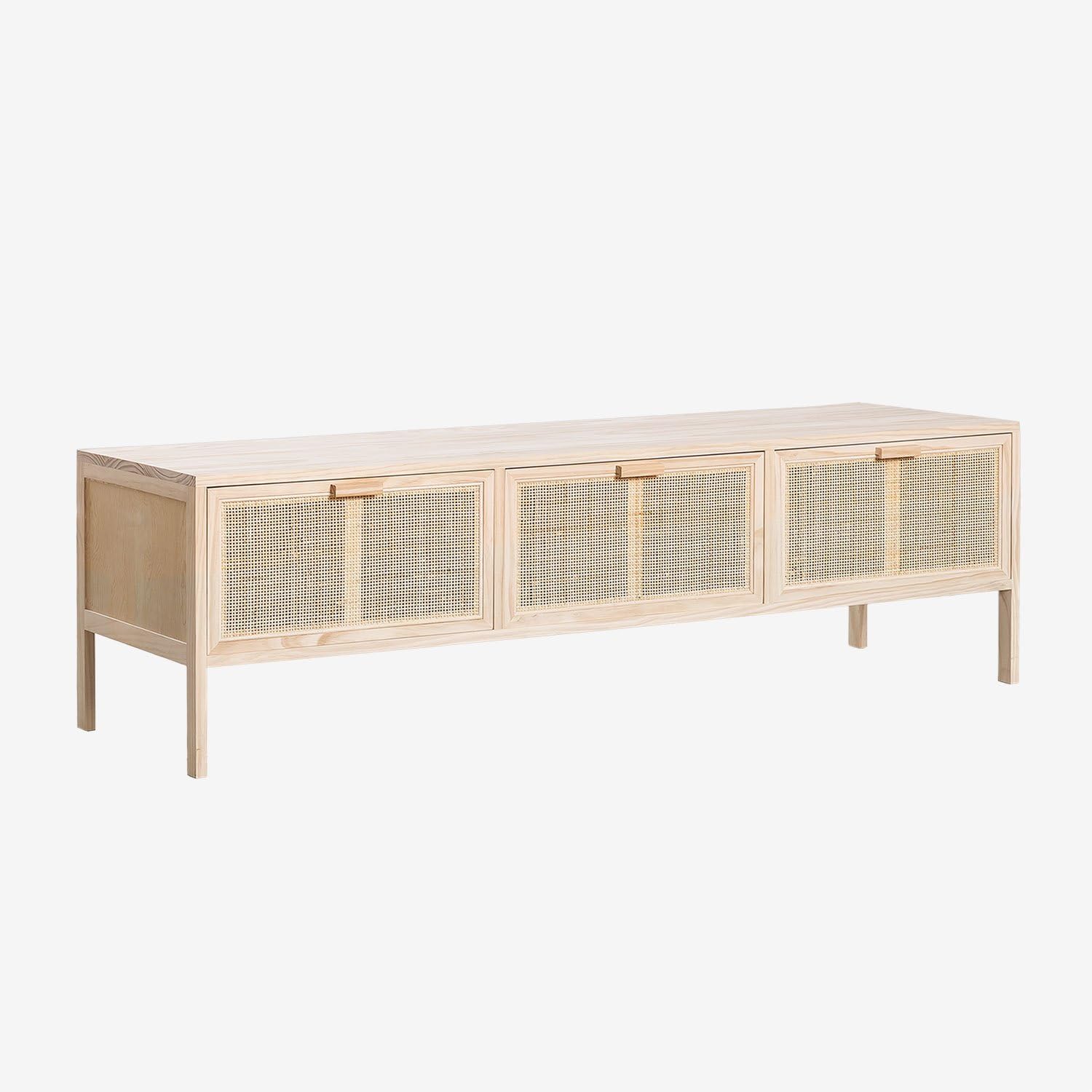 Sklum Reyna mobile TV rattan e pino 135 cm