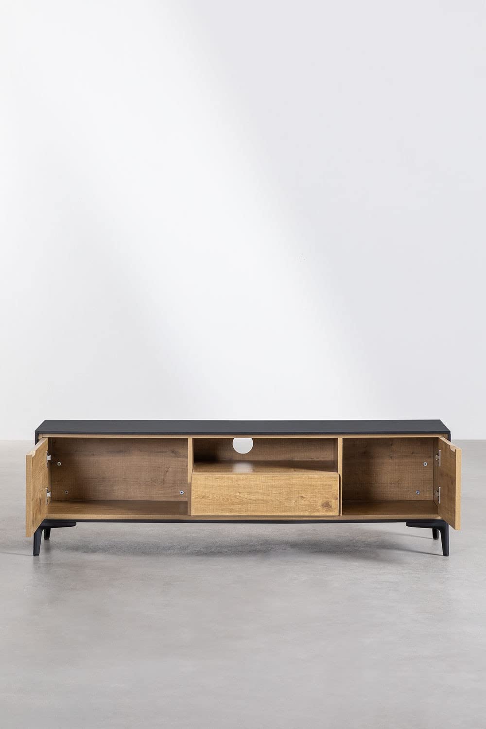 Sklum Danae Mobile TV Black Natural in MDF e Ferro