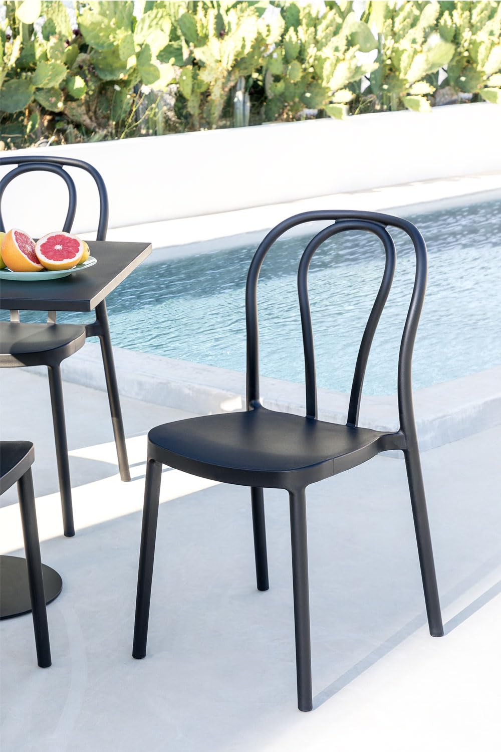 Sklum Mizzi Sedia Giardino Impilabile Nera Plastica