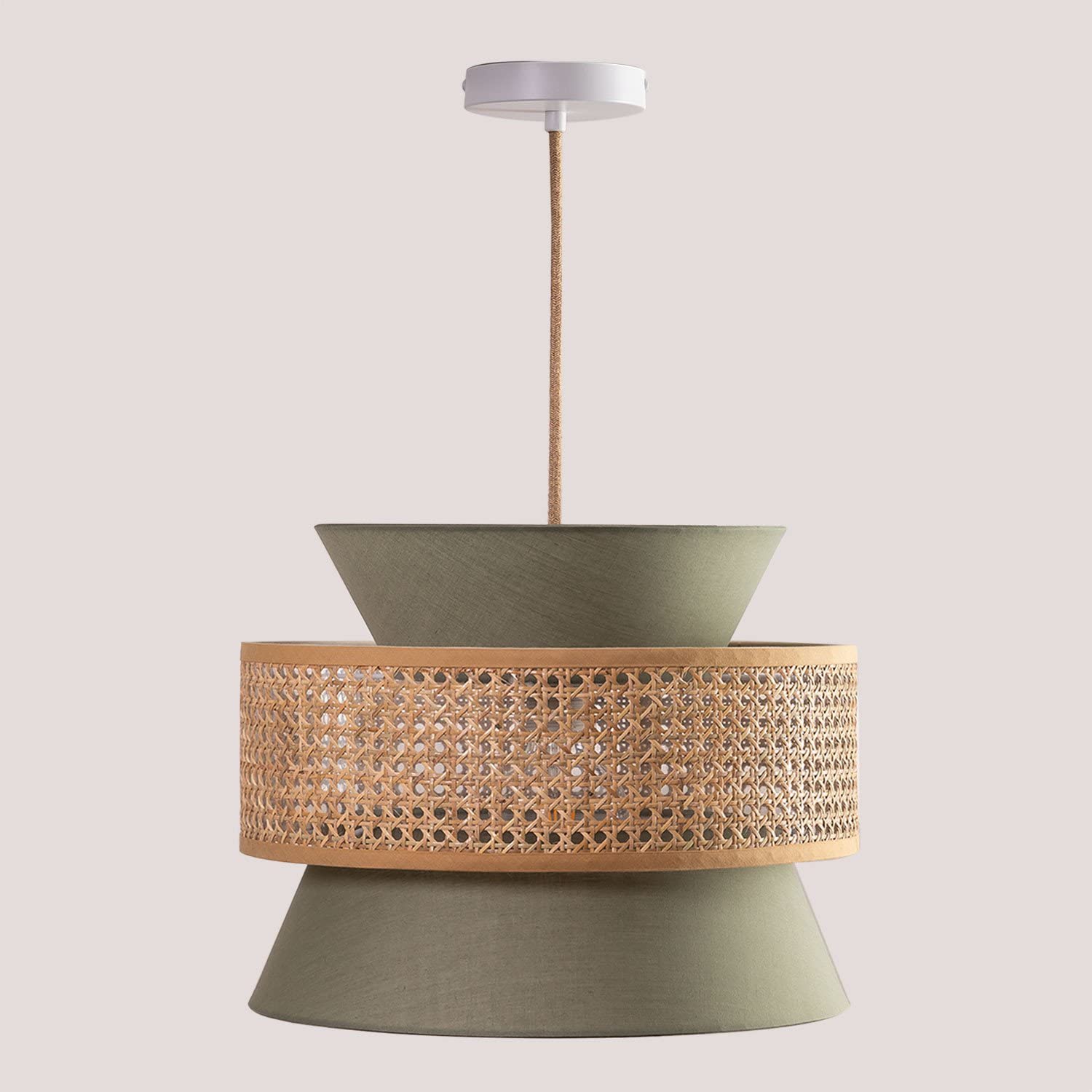 Sklum Yereh lampadario rattan verde kaki Ø40 cm