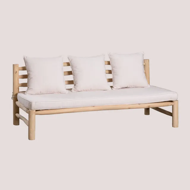 Sklum Nabila divano 3 posti in teak e tessuto sfoderabile 180 cm