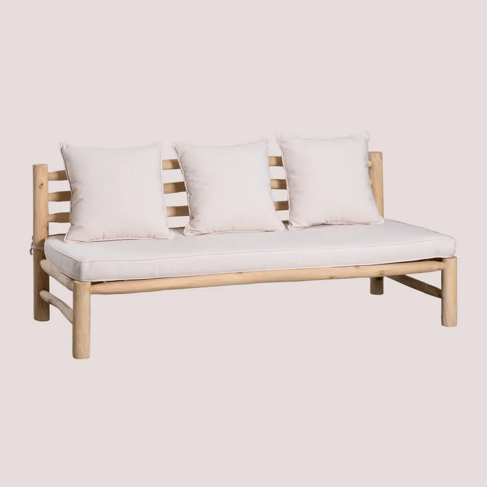 Sklum Nabila divano 3 posti in teak e tessuto sfoderabile 180 cm