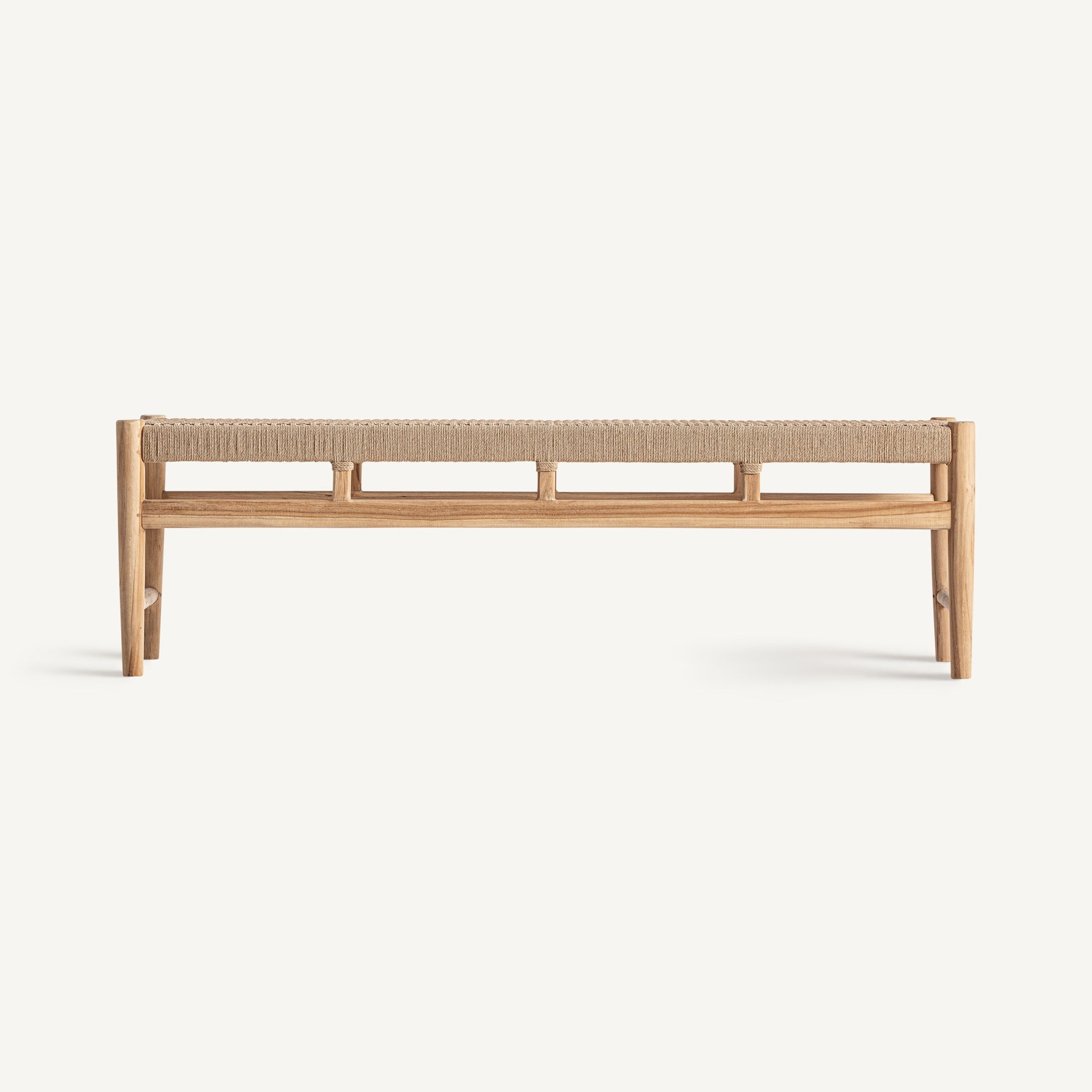 Bambua Caen Bench panca in teak e seagrass