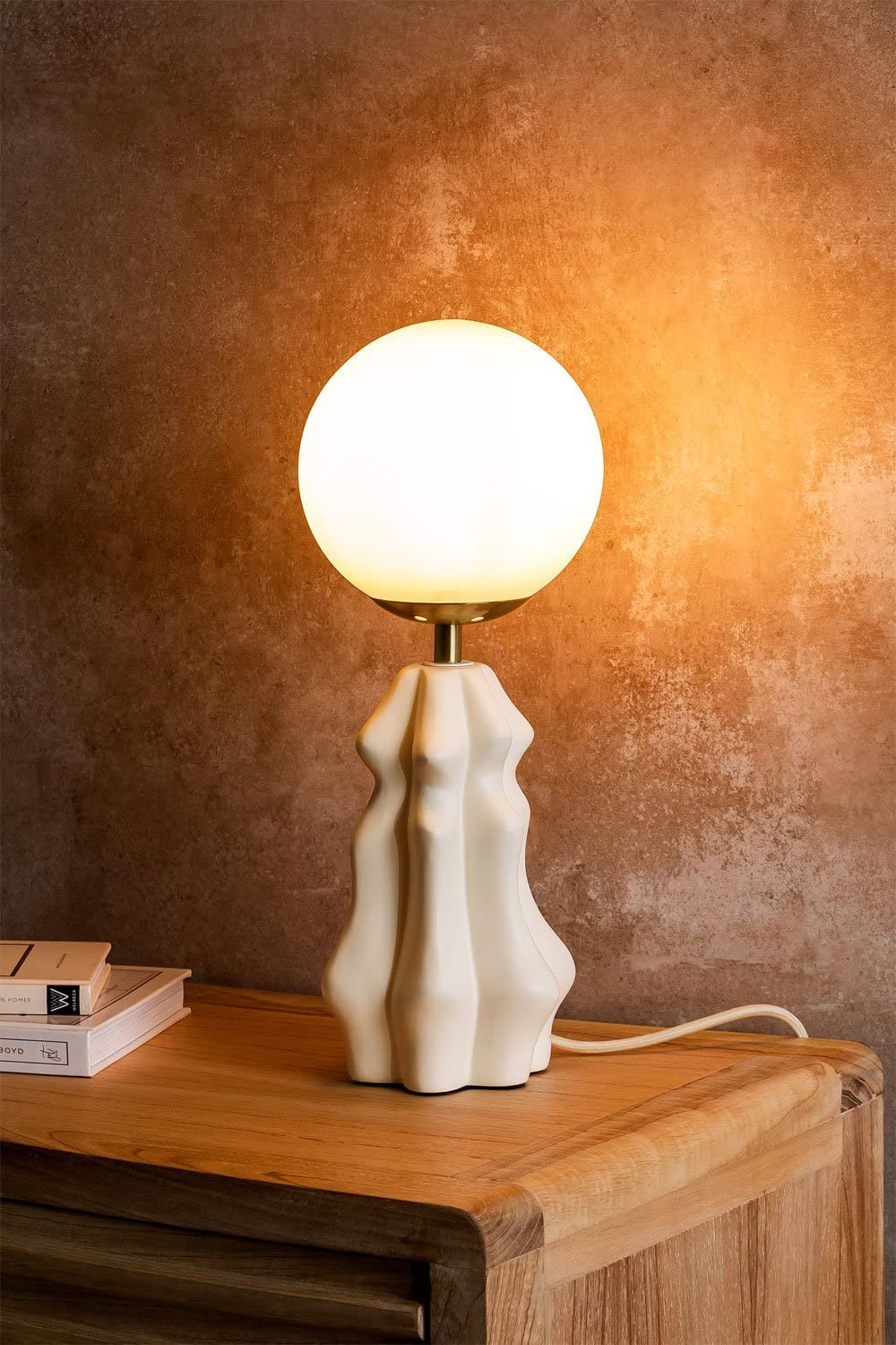 Sklum Makalu lampada da tavolo ceramica sfera vetro