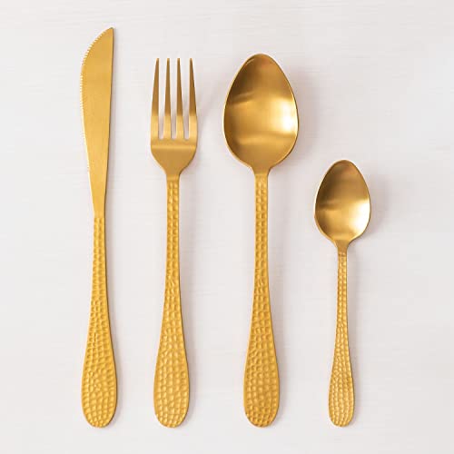 Sklum Aina Set Posate 16 Pezzi Acciaio Oro Opaco