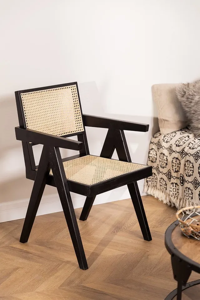 Sklum Lali Rattan sedia con braccioli nero