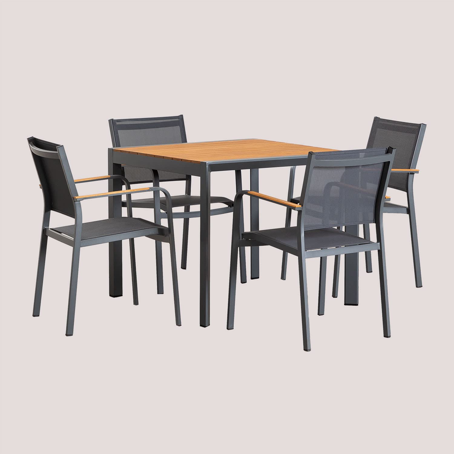 Sklum Supreme Set Tavolo 90x90 + 4 Sedie Archer Antracite