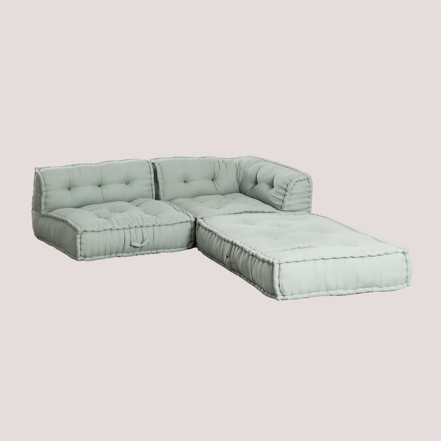 Sklum Dhel pack divano angolare + centrale verde abete cotone