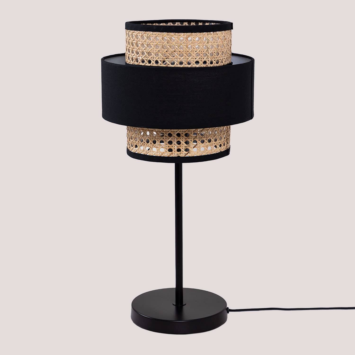 Sklum Satu lampada da tavolo rattan nero Ø26,5 cm
