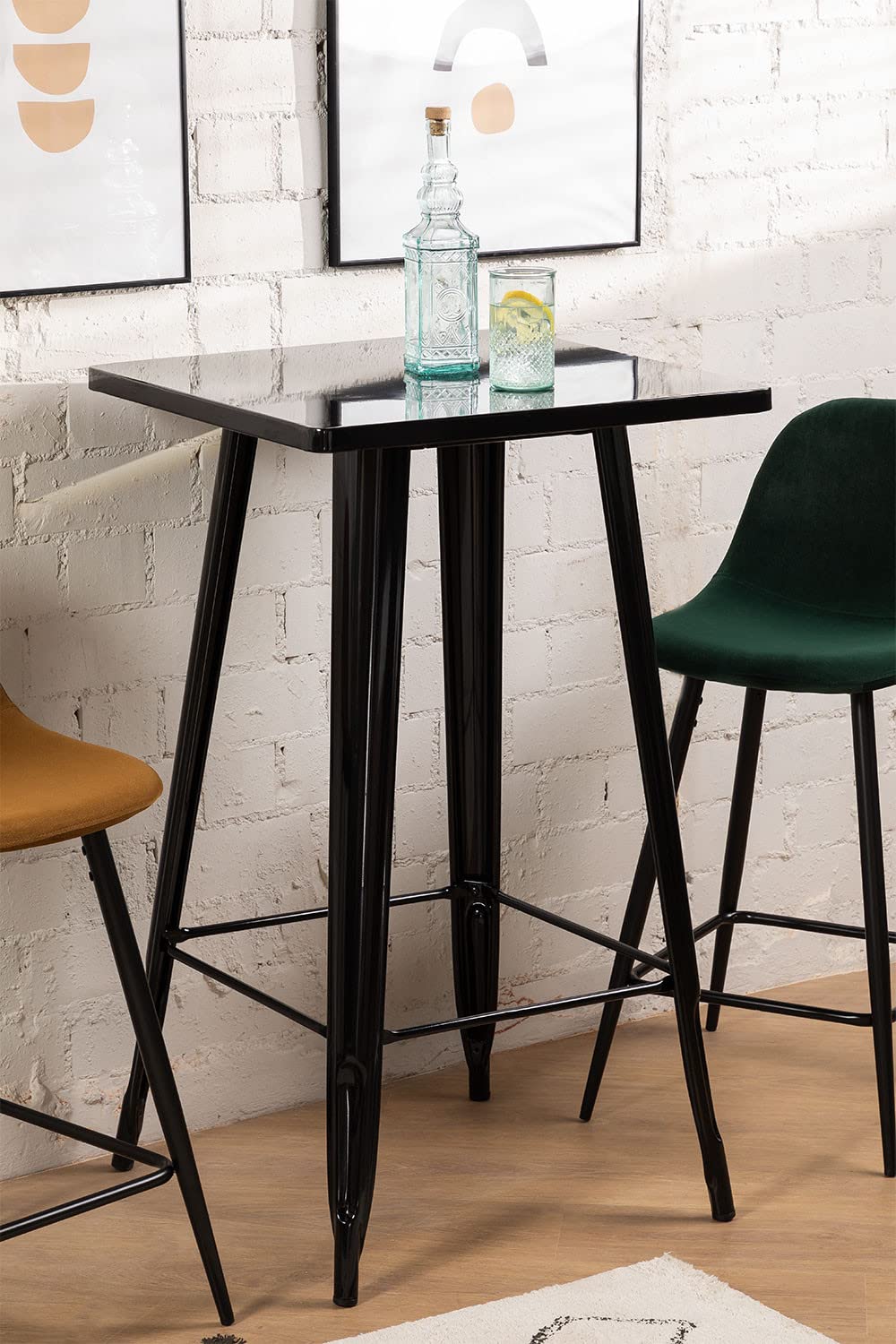 Sklum LIX tavolo alto in acciaio nero 60x60