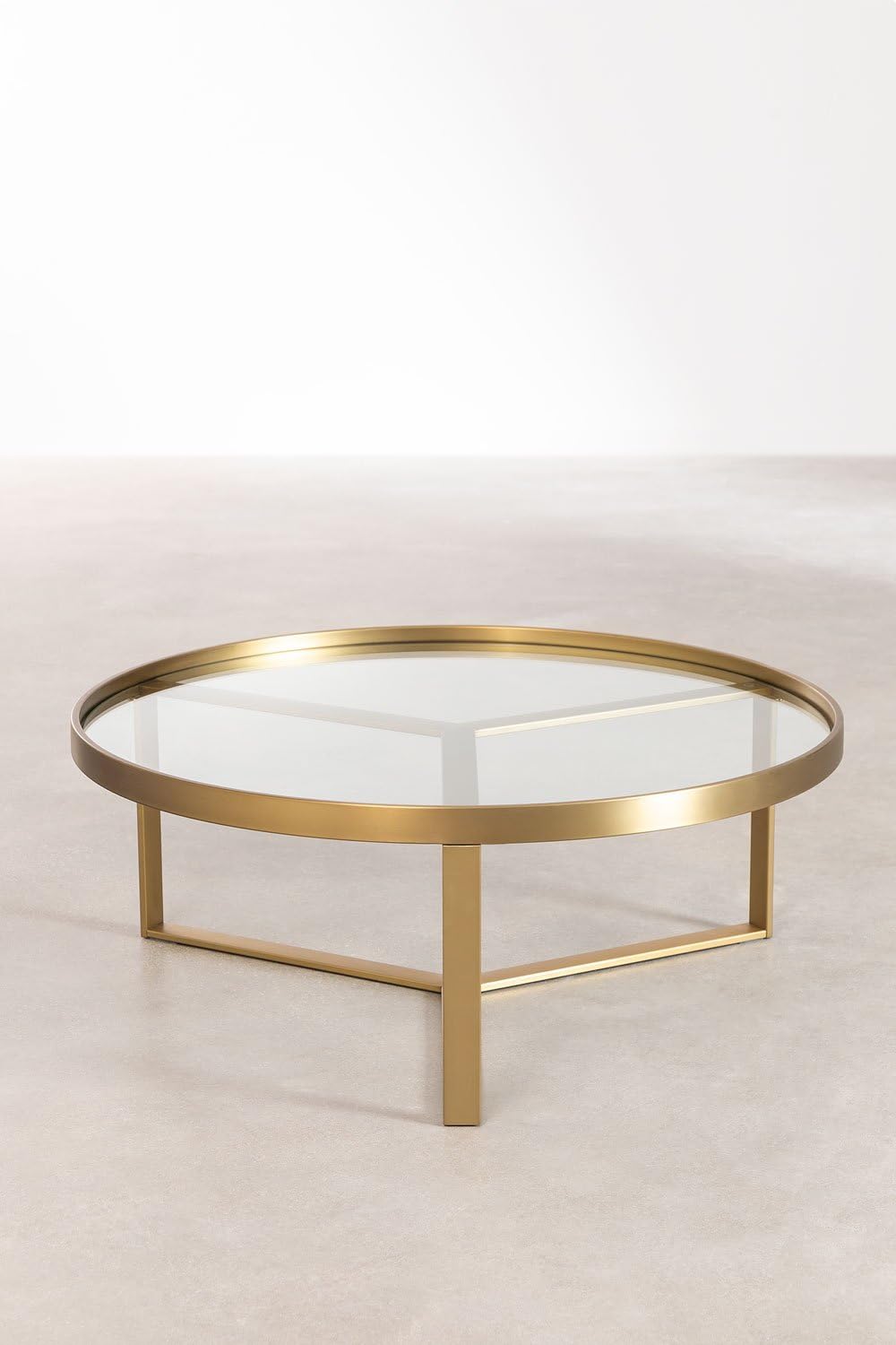 Sklum Amelia tavolino vetro 90 cm acciaio oro opaco